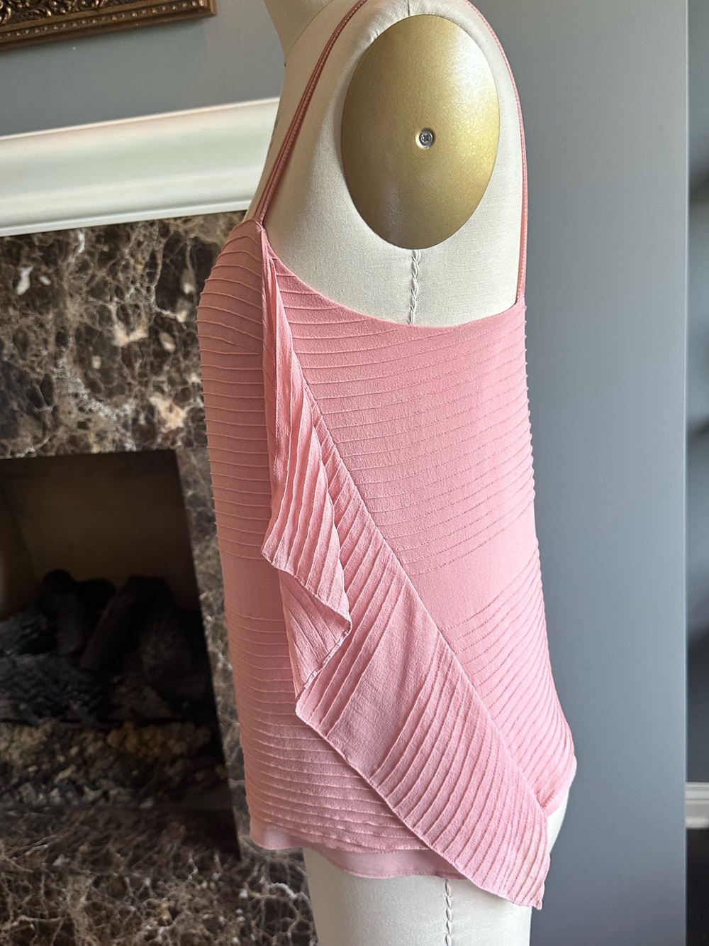 Tory Burch Blush Pink Ribbed Ruffle Camisole - Picture 8 of 13